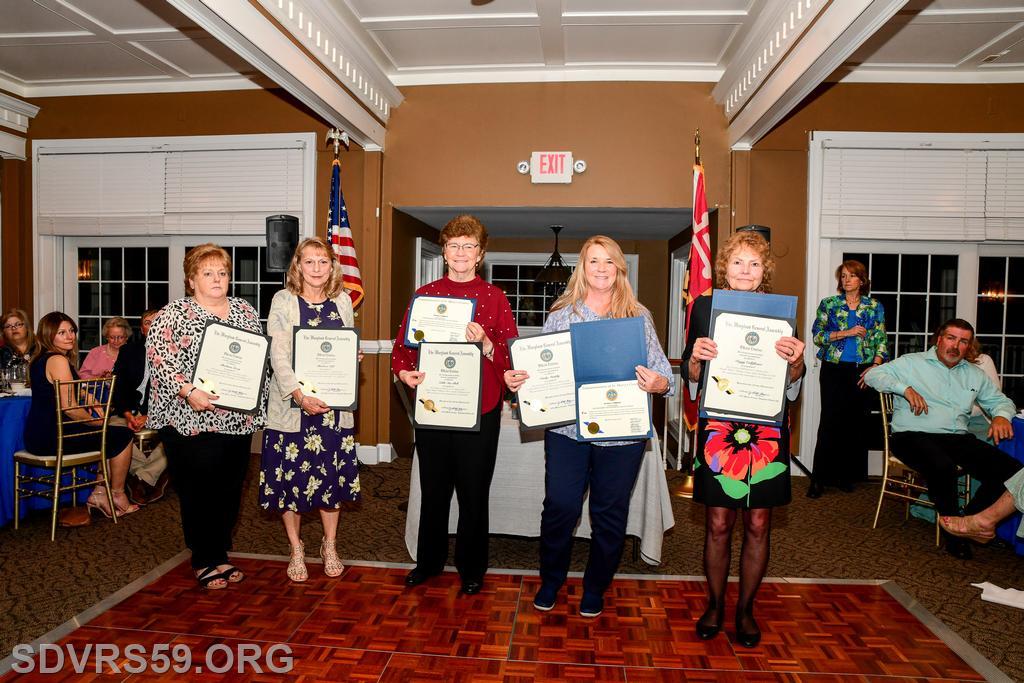 Auxiliary Years of Service:  Bobbi Lacey - 40 years, Barbara Hill - 20 years, Edith Bell - 20 years, Cindy Murphy - 20 years, and Peggy Colliflower - 15 years